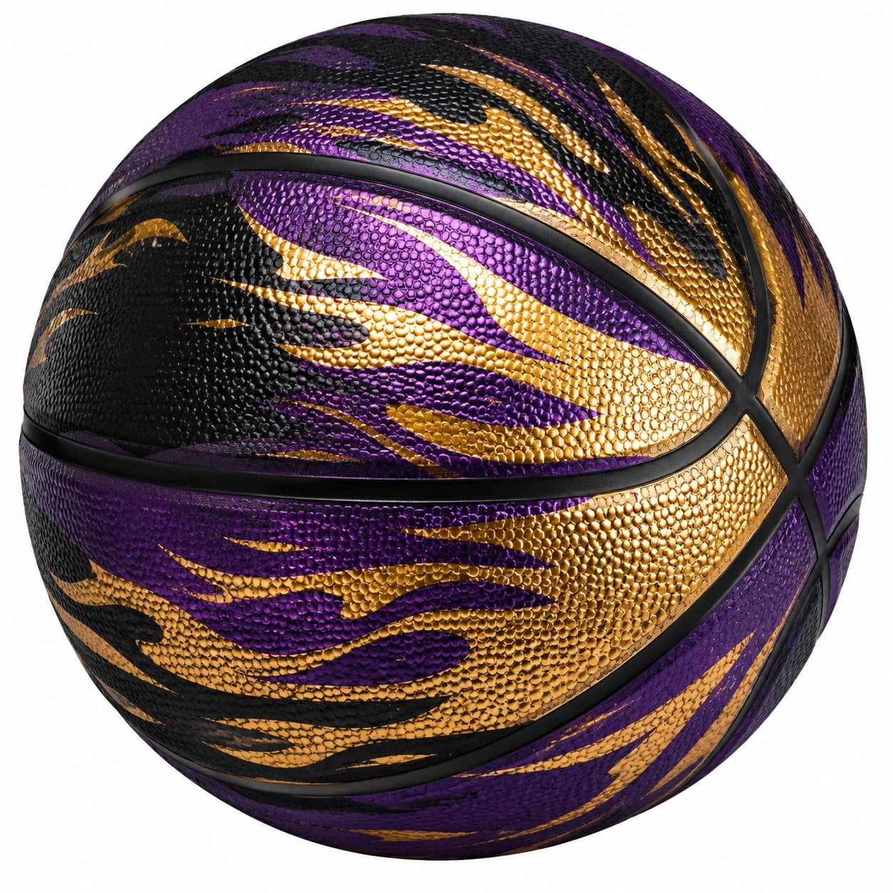 Ballon de Basket Flamboyant Jaune, Violet et Noir