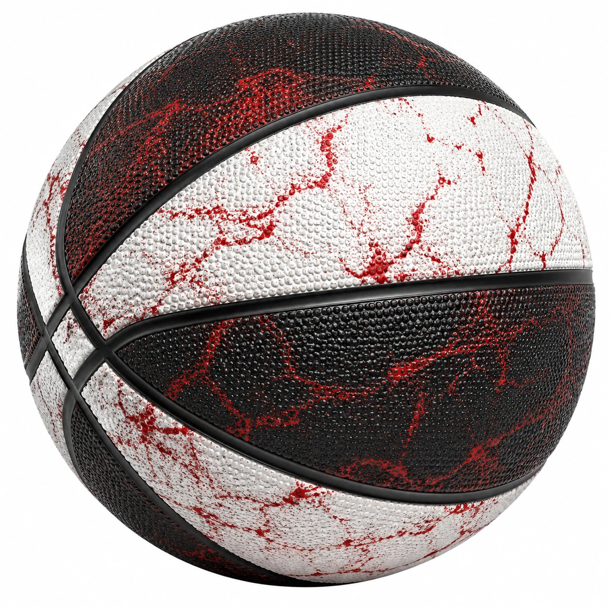 Ballon de Basket Marbré Rouge/Noir/Blanc pour Intérieur et Extérieur
