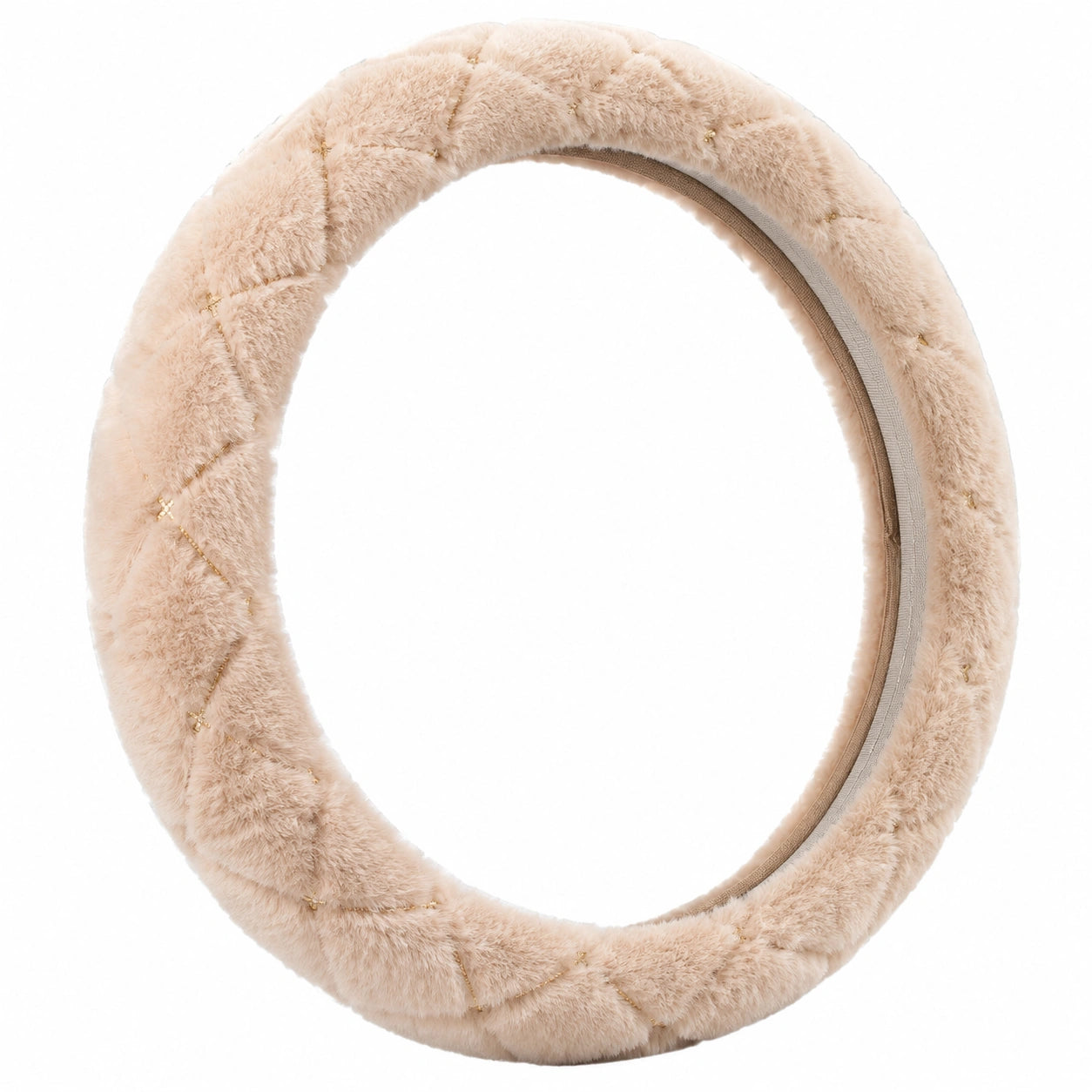 Housse de Volant Matelassée Antidérapante Beige et Blanc