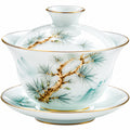 Gaiwan en porcelaine vert pâle avec chevaux galopants