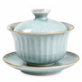 Gaiwan Émaillé Vert Traditionnel avec Soucoupe