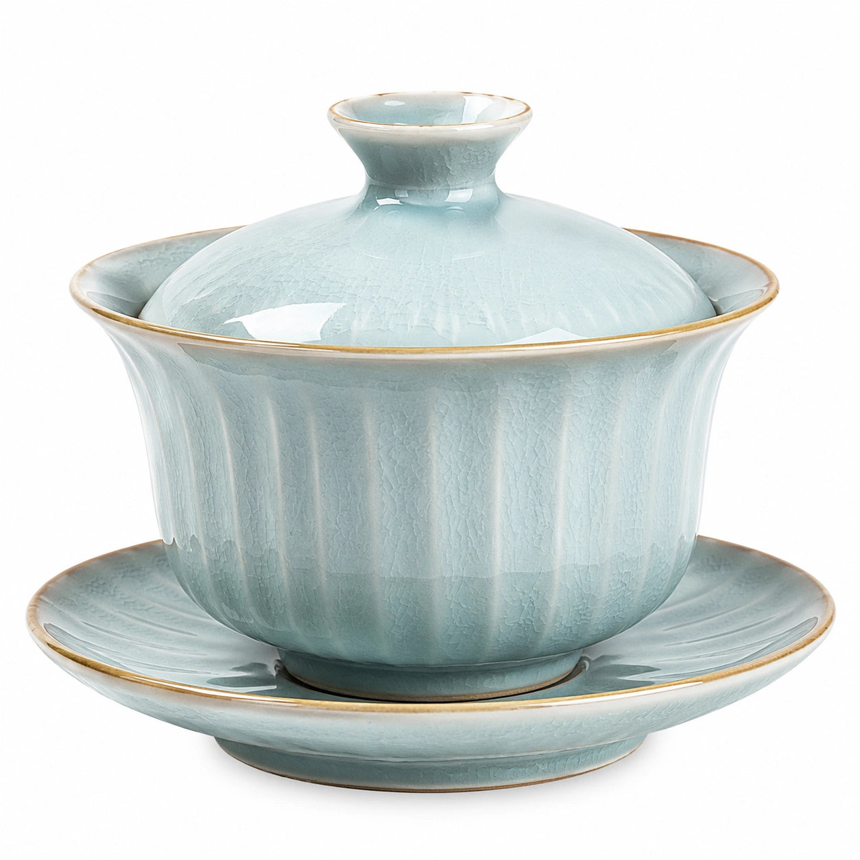Gaiwan Émaillé Vert Traditionnel avec Soucoupe