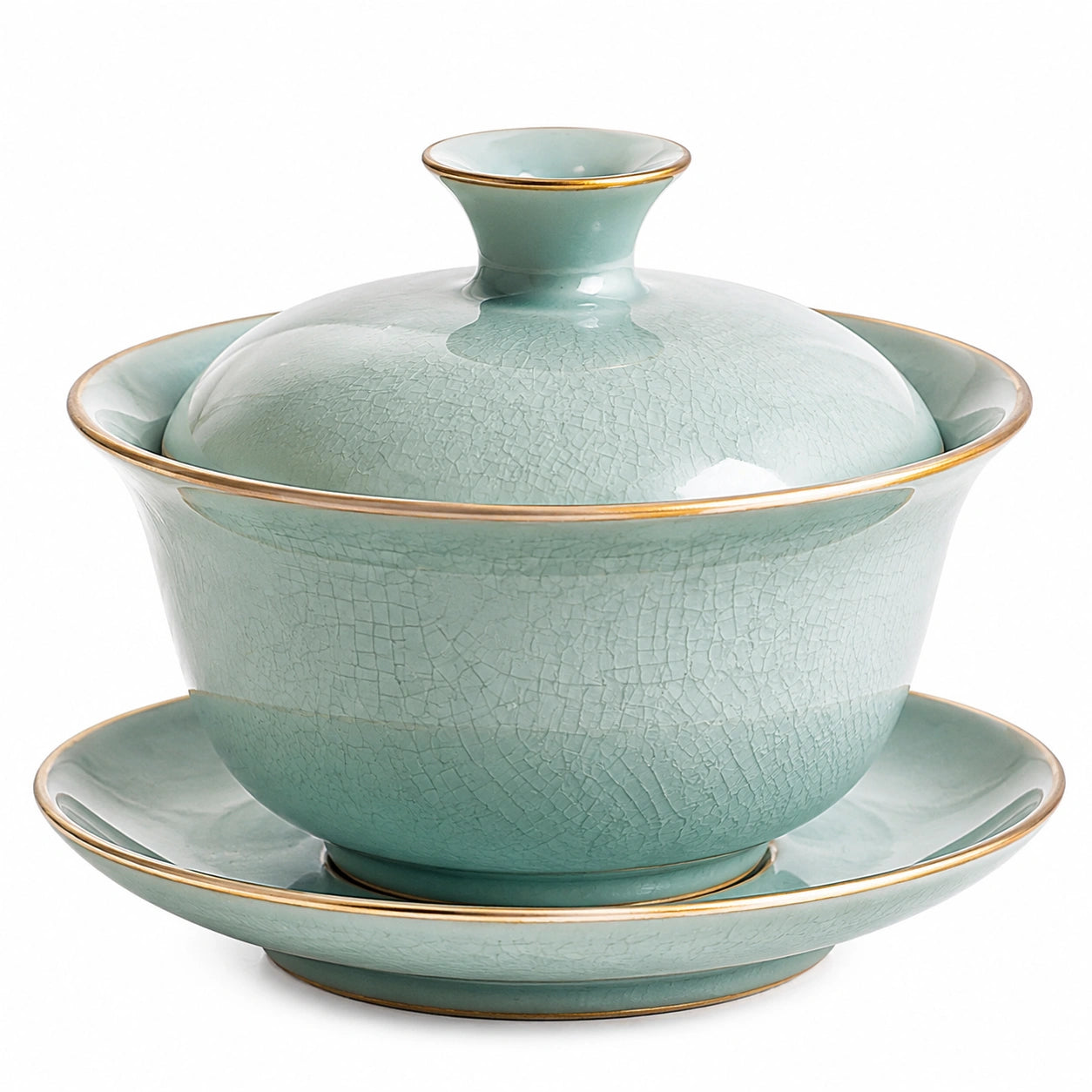 Bol à thé en porcelaine avec couvercle et motifs floraux blancs
