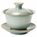 Ensemble Gaiwan en Porcelaine Vert avec Soucoupe