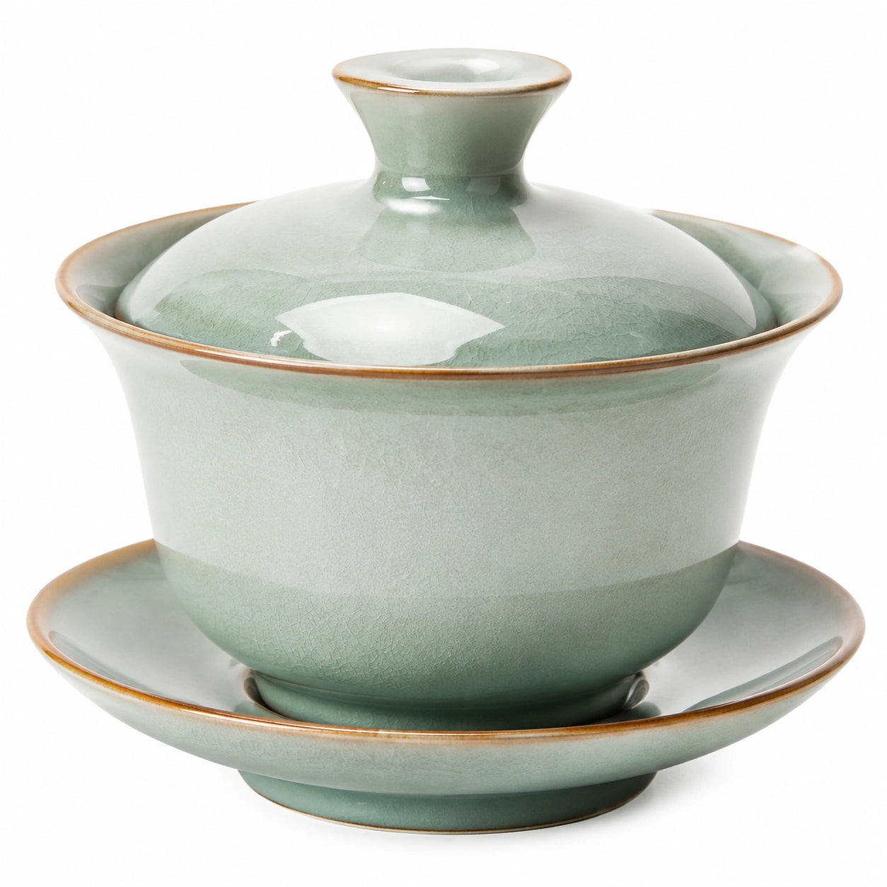 Ensemble Gaiwan en Porcelaine Vert avec Soucoupe