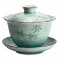 Gaiwan émaillé bleu avec soucoupe 150ml