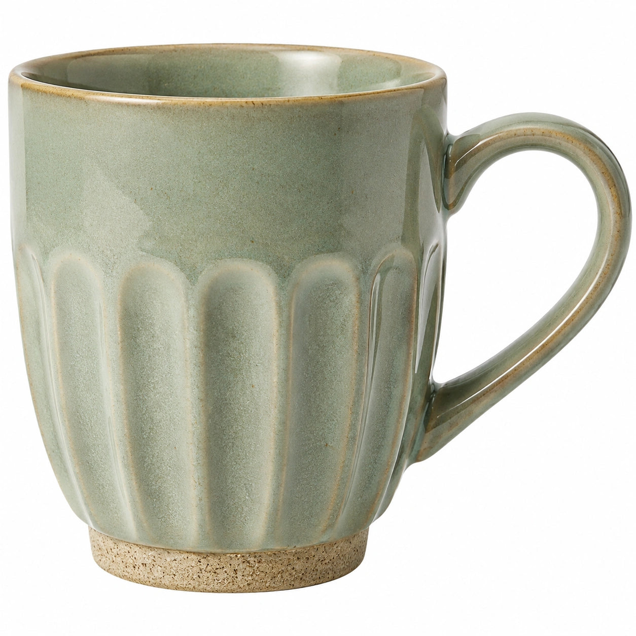 Mug en céramique beige avec texture striée