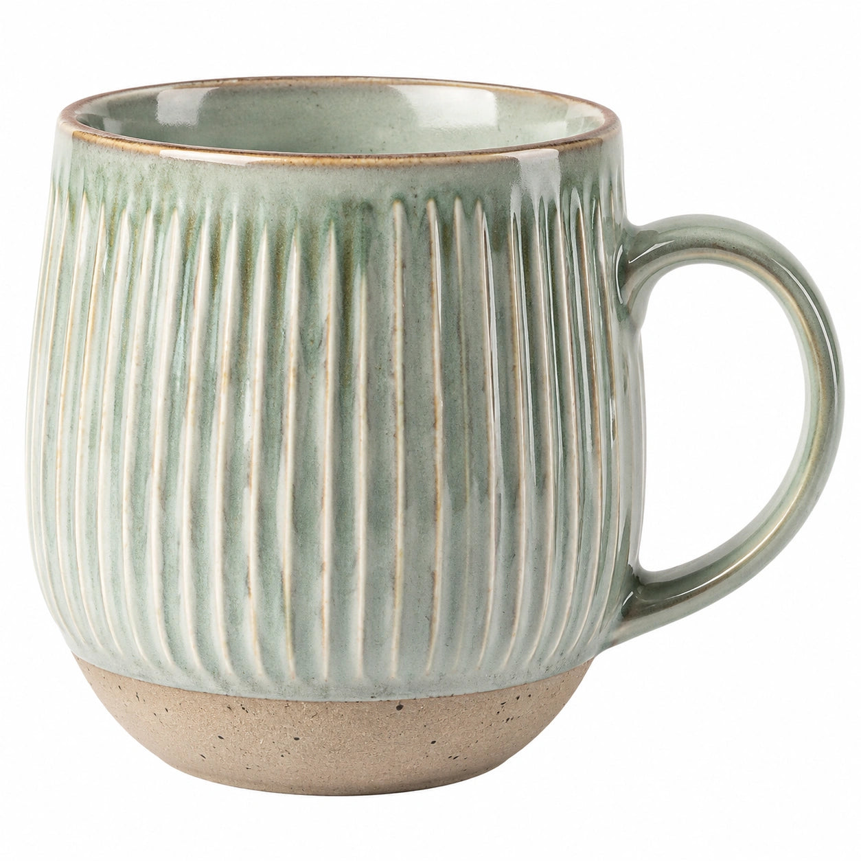 Tasse en céramique rainurée vert 350 ml