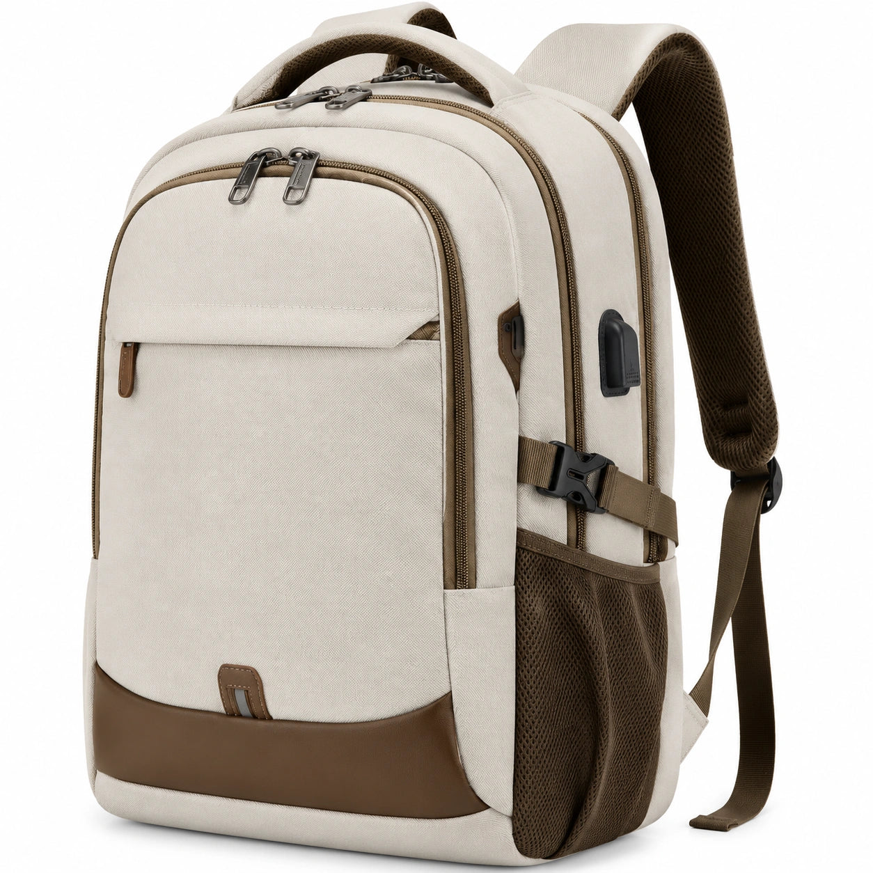Sac à dos imperméable multi-poches 35L avec compartiment pour ordinateur portable - Kaki