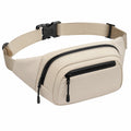 Sac banane fonctionnel beige avec multiples compartiments