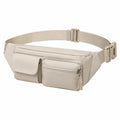 Sac banane unisexe beige avec fermeture éclair