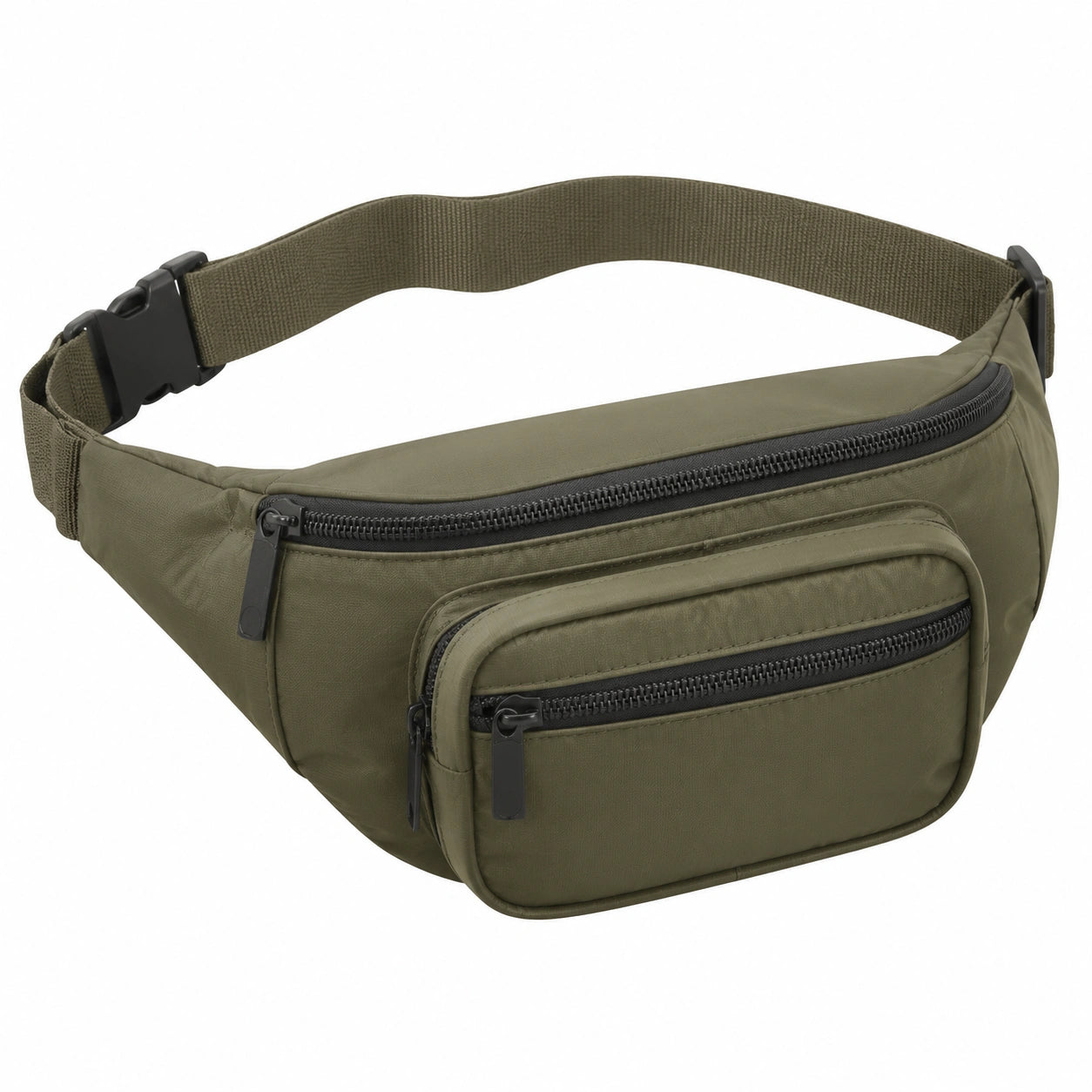 Sac Banane Sport Kaki avec Fermeture Éclair