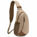Sac à dos bandoulière beige avec bretelle rembourrée et cordons élastiques