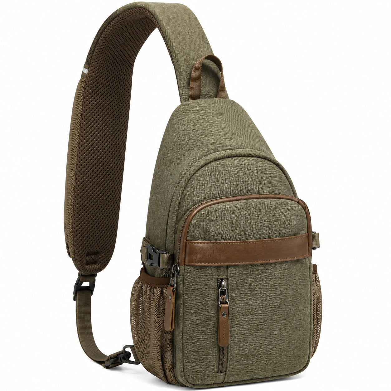 Sac à bandoulière matelassé beige et brun unisexe