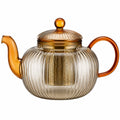 Théière en céramique verte avec motifs floraux en relief - 1000ml
