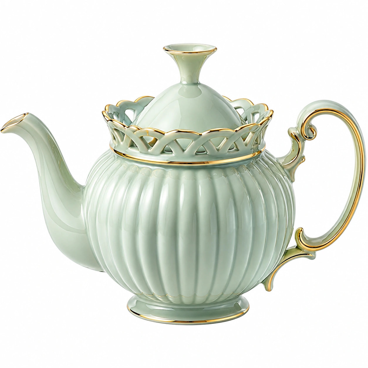 Théière en Céramique Émaillée Verte 1200ml