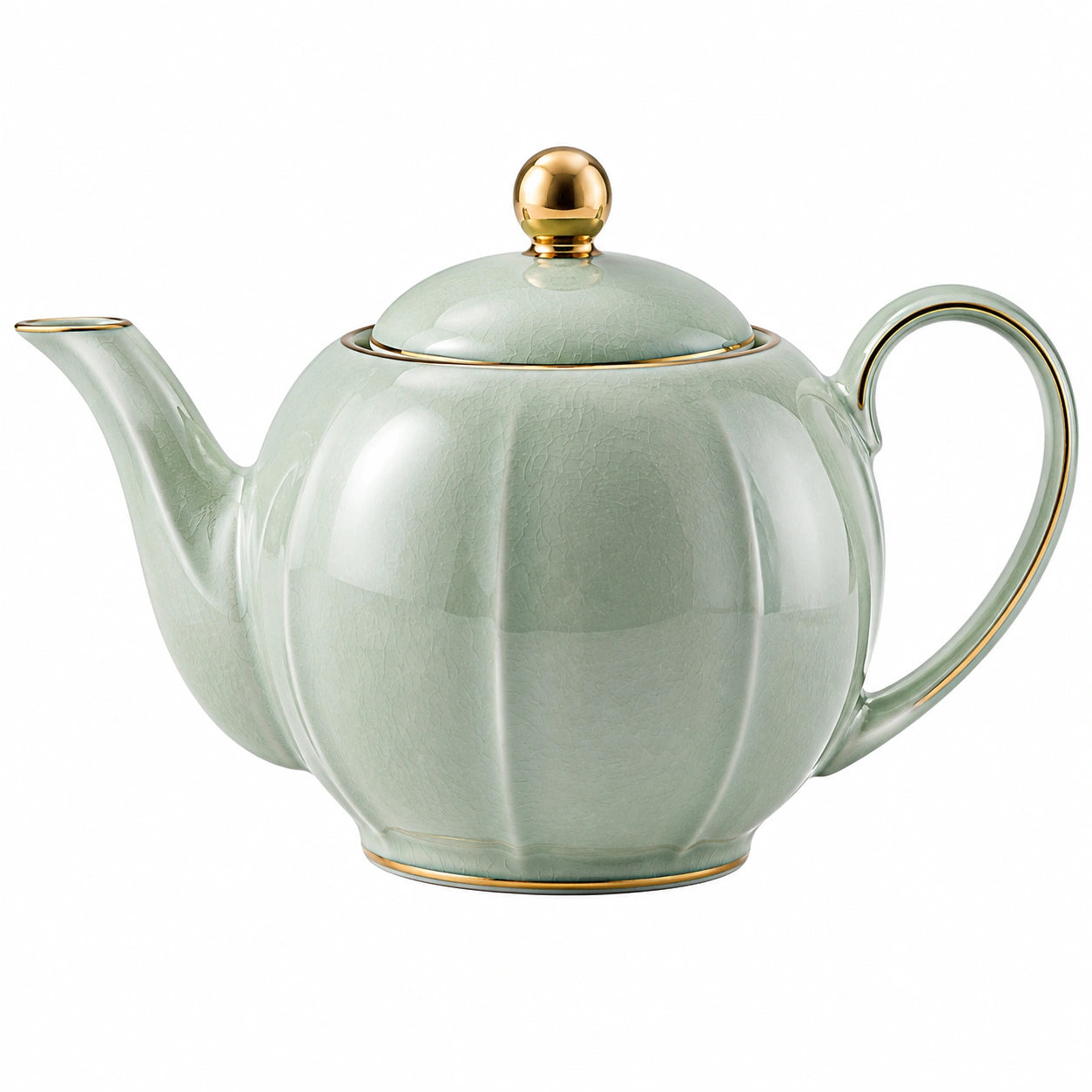 Théière en céramique verte avec couvercle en bois, 750ml