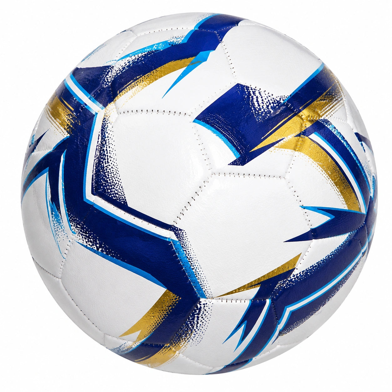Ballon de football blanc, bleu et or