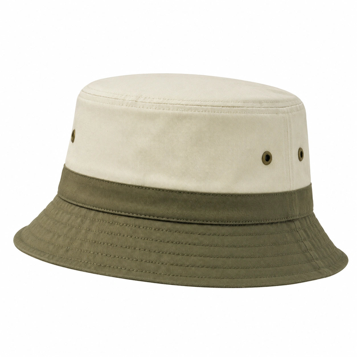 Chapeau Bob Réversible Bicolore Crème et Kaki