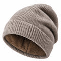 Bonnet en tricot doublé polaire beige
