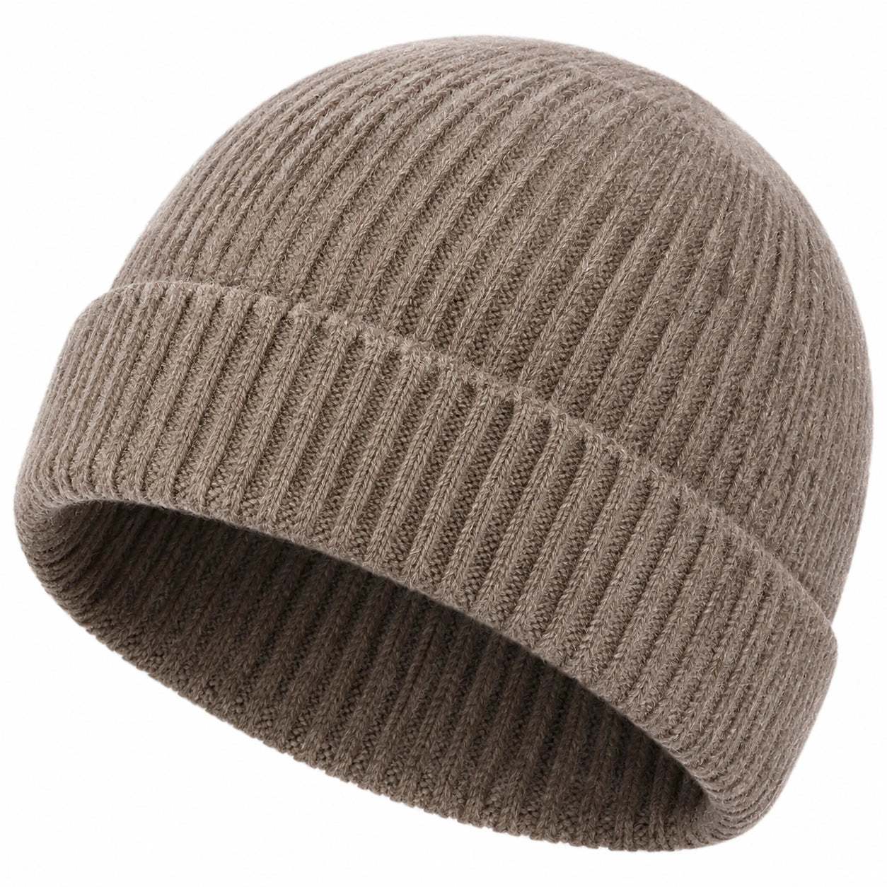 Bonnet en tricot côtelé beige unisexe