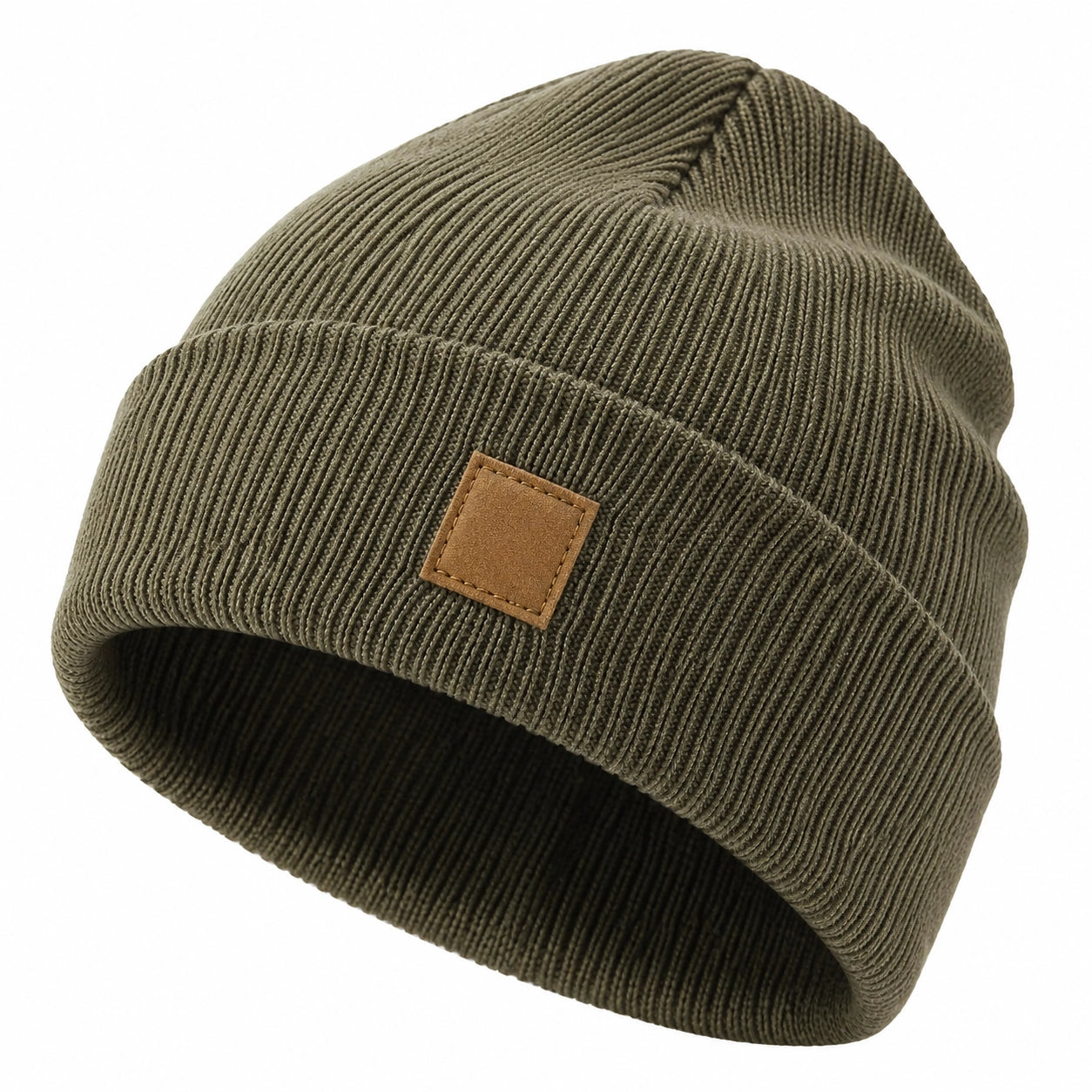 Bonnet côtelé unisexe couleur kaki