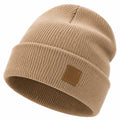 Bonnet tricoté en laine camel pour homme