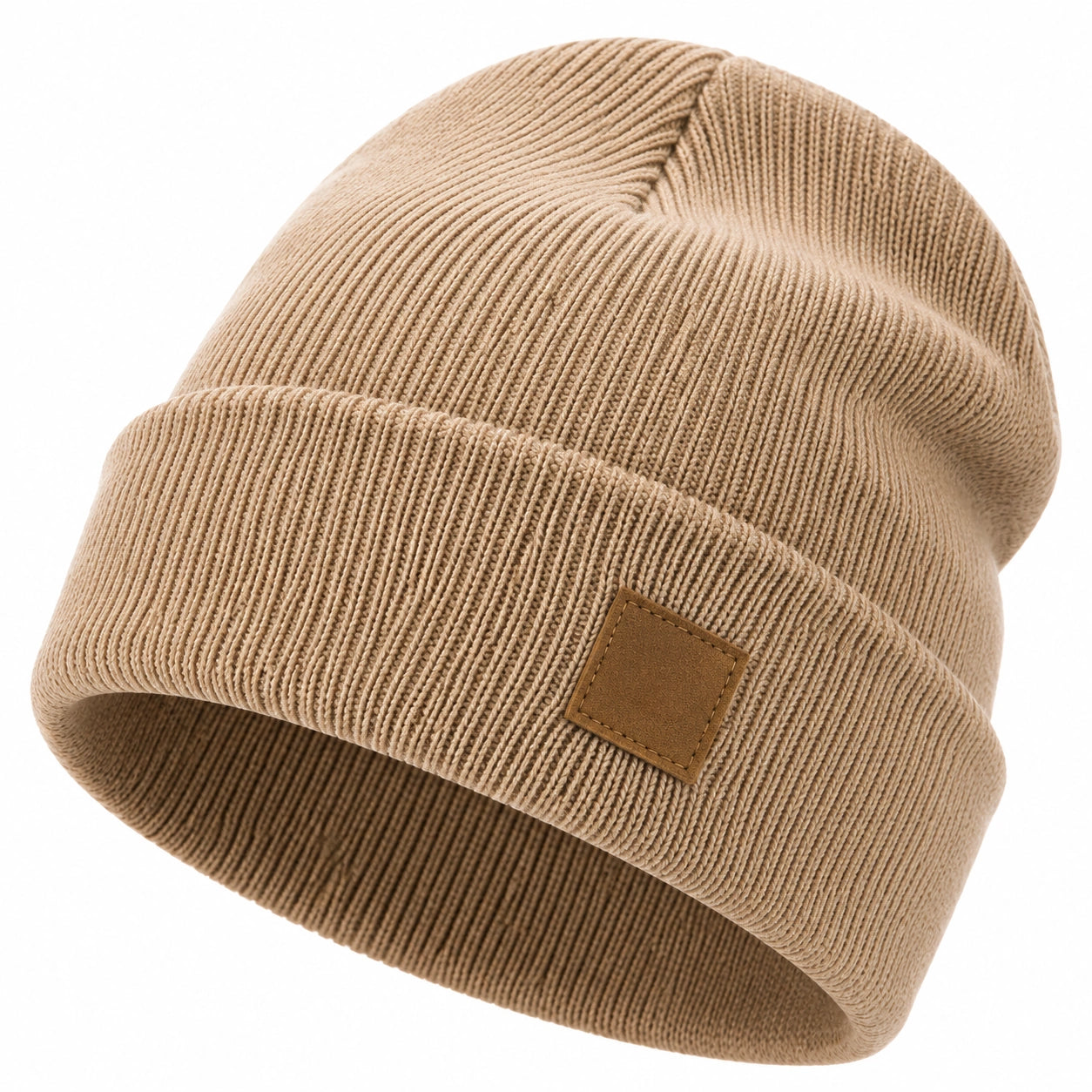 Bonnet tricoté en laine camel pour homme