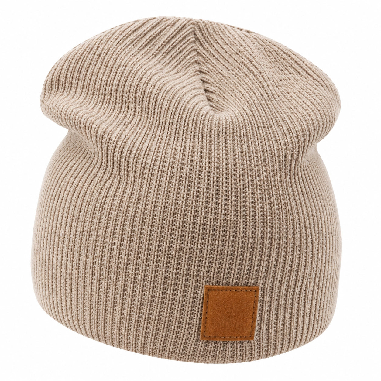Bonnet en maille côtelée beige pour adultes