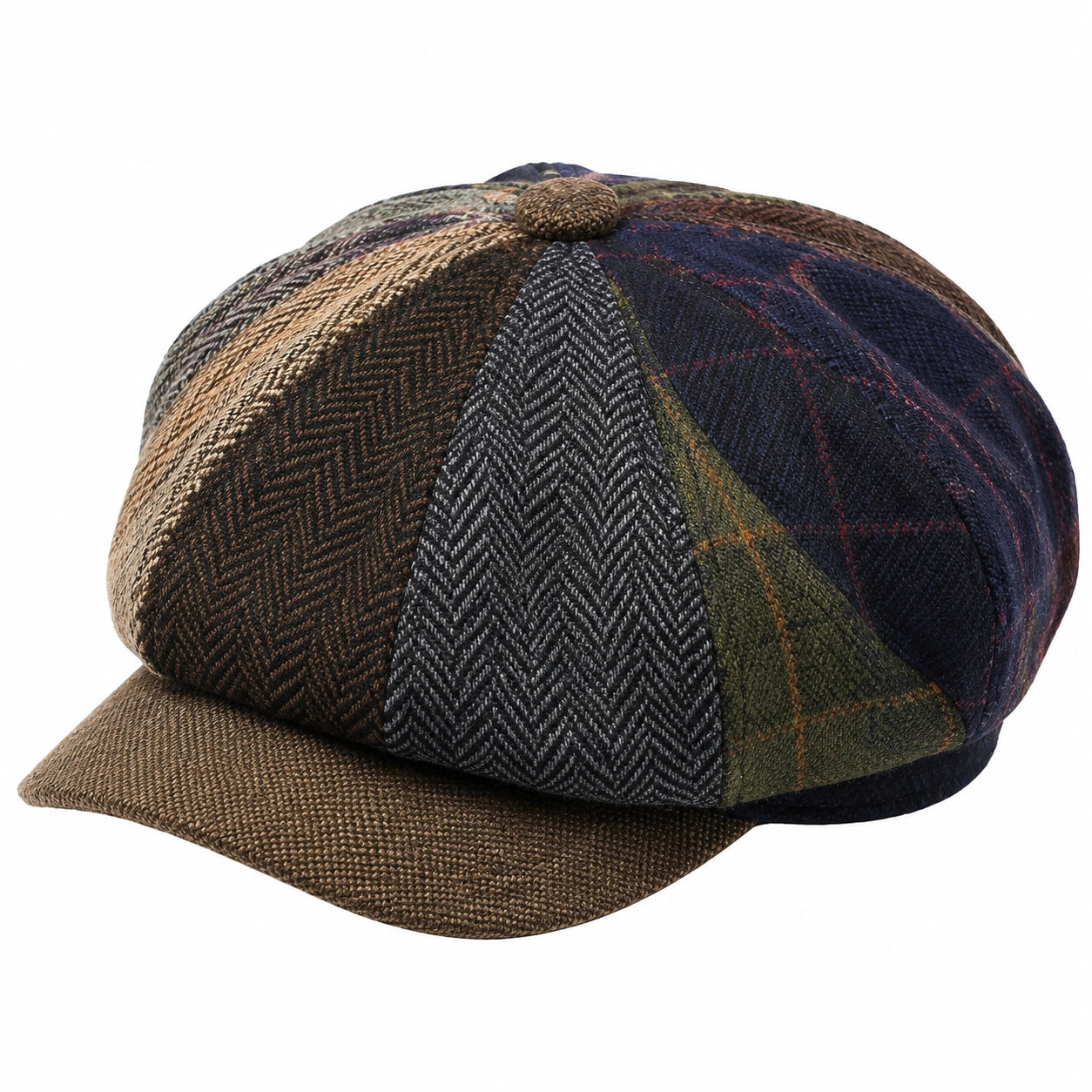 Casquette Gavroche Patchwork Multicolore Style Vintage
