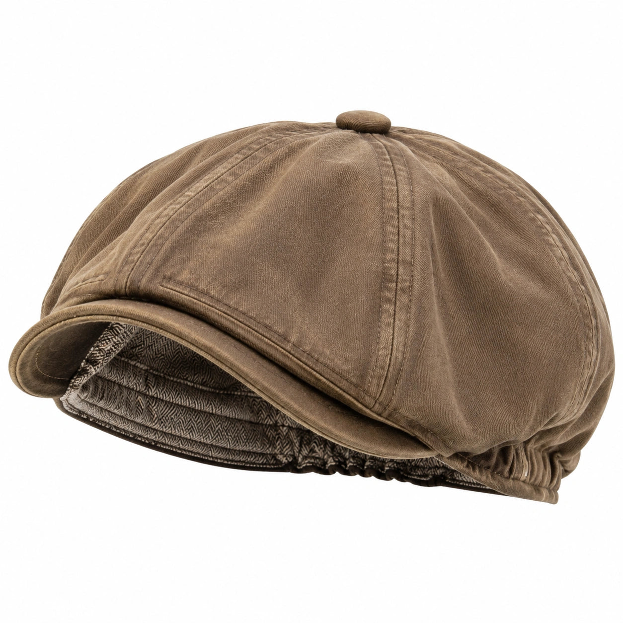Casquette Gavroche Marron à Motif Chevrons