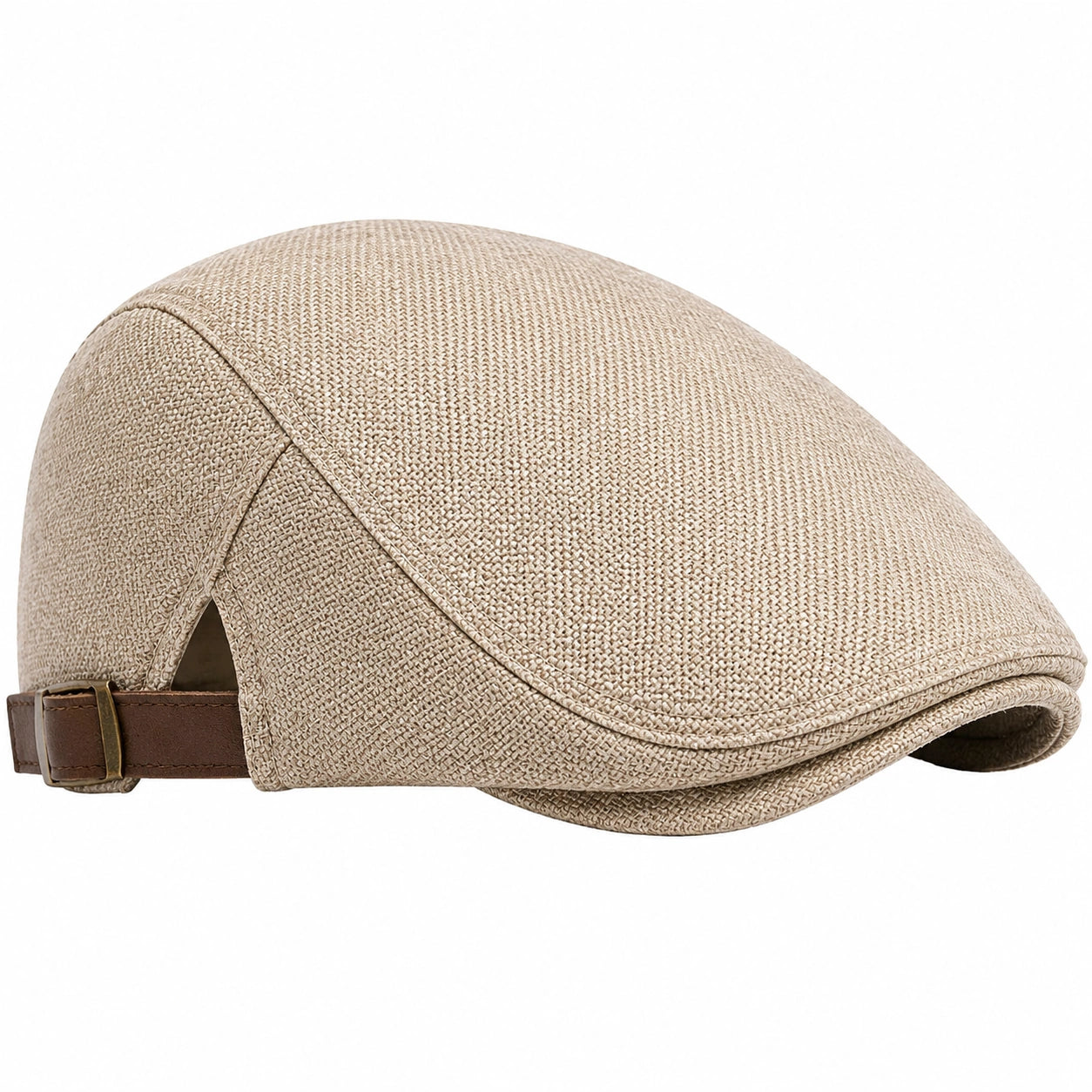 Casquette plate en tweed marron ajustable