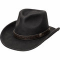 Chapeau Cowboy en Feutre avec Décoration Tête de Taureau Brun