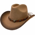 Chapeau de Cowboy en Paille Tressée Aérée Marron