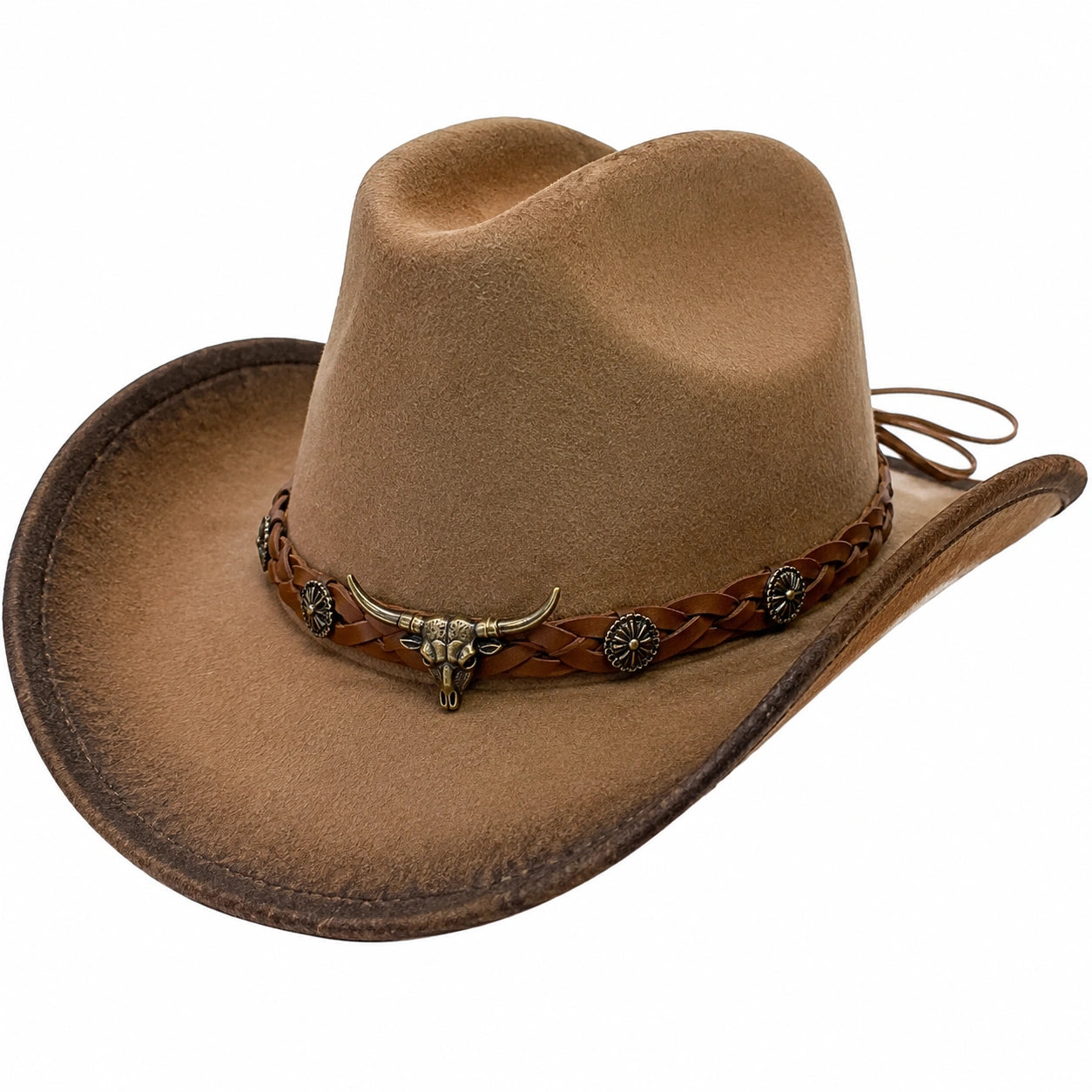 Chapeau de Cowboy en Paille Tressée Aérée Marron