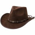 Chapeau Cowboy en Feutre Brun avec Bande Cuir Décorative