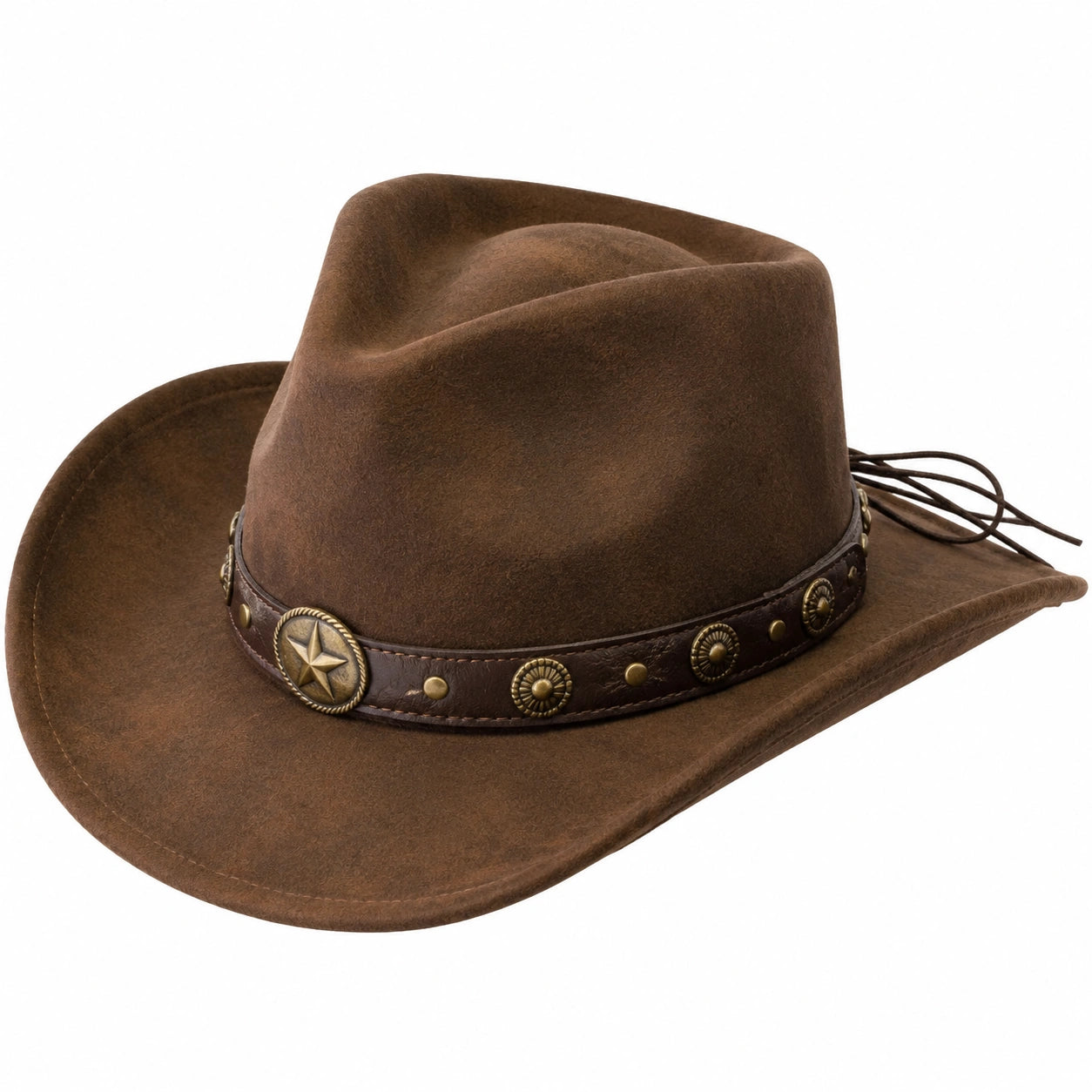 Chapeau Cowboy en Feutre Marron avec Bande Décorative