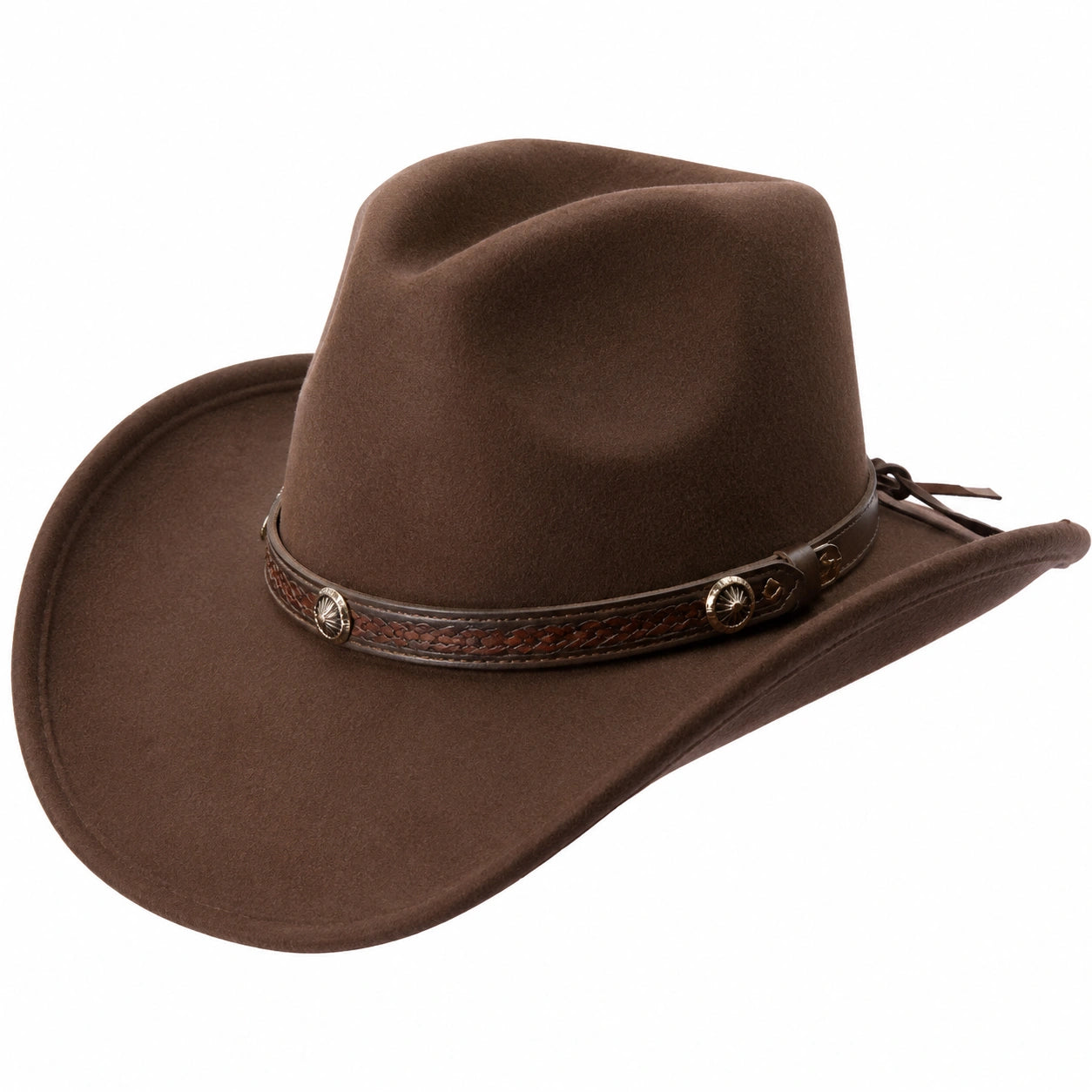 Chapeau de Cowboy Classique Marron avec Ceinture Ornée