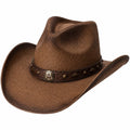 Chapeau Cowboy Beige avec Ceinture en Cuir Décorative